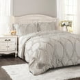 Lush Decor Avon King Size Bedding Set, White 3Pc Shabby Chic Textured Ruffle Detail Comforter