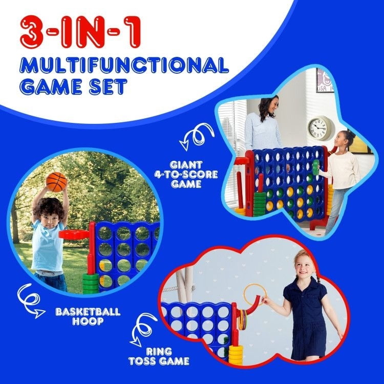 Chateauy 2.5 Feet 4-to-Score Giant Game Set – Large-Sized Tossing & Ring Toss Outdoor Activity for Family, Lawn, Backyard, Party, BBQ, and Beach