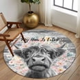 thumbnail image 2 of Round Rug 7Ft Washable Non-Slip, Black Cow Floral Circle Area Rugs for Living Room Bedroom, Grey Ombre Farmhouse Animals Indoor Floor Mats Carpet Runner for Home Decor Aesthetic, 2 of 8