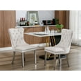 thumbnail image 6 of ODUSE-DAILY Beige Velvet Dining Chairs Set of 2, Kitchen & Dining Room Chairs, Tufted Dining Chairs, Fabric Upholstered, Chrome Silver Metal Legs (Beige, 2 Pcs), 6 of 12