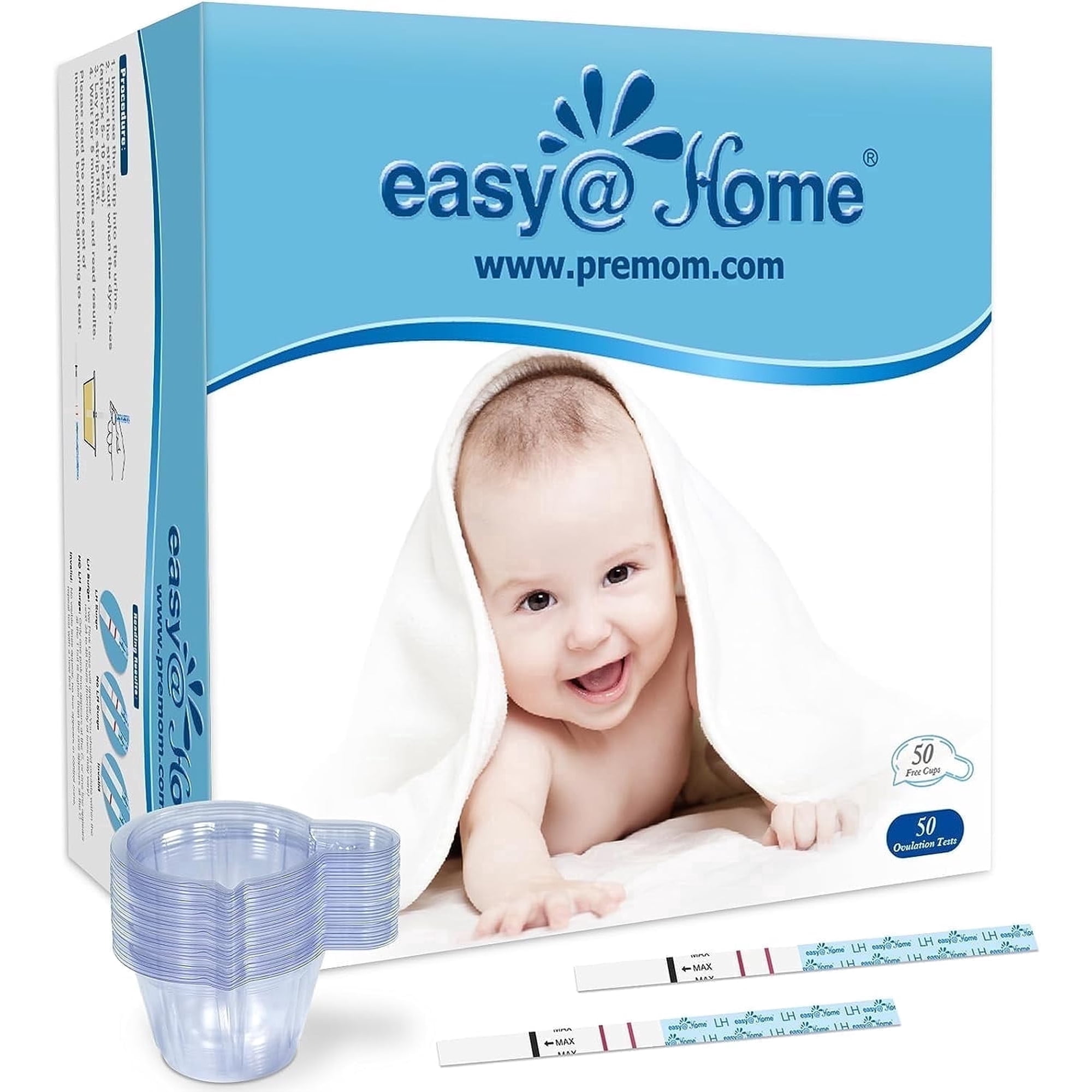 Easy@Home 50 Ovulation Test Strips with 50 Cups