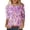 Pink, variant on Womens Tops Quarter Sleeve Crewneck Loose Fit Sequin Casual Print T-Shirt