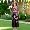 thumbnail image 4 of Uourmeti Girls Summer Dress Cherry Blossom Hummingbird Print Short Sleeve Round Neck Flowy Tiered Casual Long Maxi Dress with Pockets, Size 9-10 Years, 4 of 7
