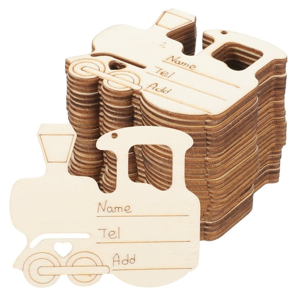 Raindrops Khaki Wooden Train Shapes for Crafts and Decor Sturdy Unfinished Wood Cutouts with Hole 25pcs