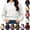 White, variant on Womens Mockneck Sweatshirt Fashion Solid Color Casual Oversized Cropped Pullover Fall Outfits