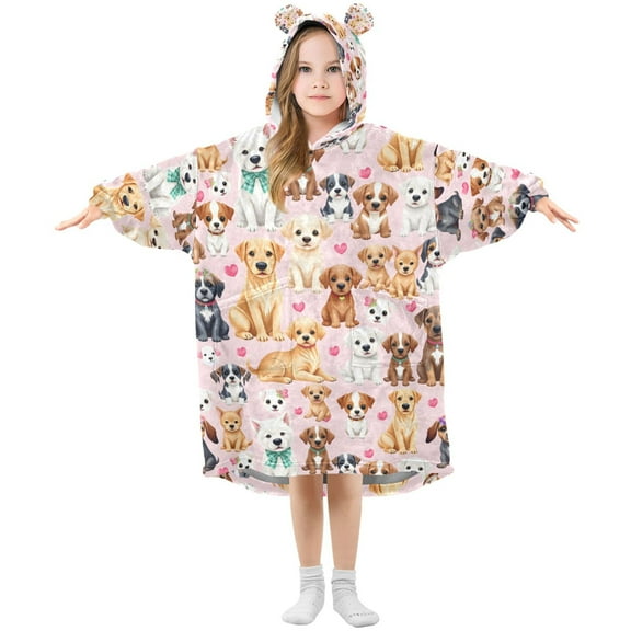 joogoo Wearable Blanket Hoodie for Dogs Cute Oversized Sherpa Hooded 3-14 YR M