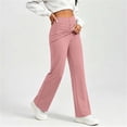 thumbnail image 6 of Women Button Decor Elastic High Waist Wide Leg Pants, Loose Casual Solid Trousers, Daily Street Lounge Pants with Side Pockets Pink XL(XL), 6 of 7