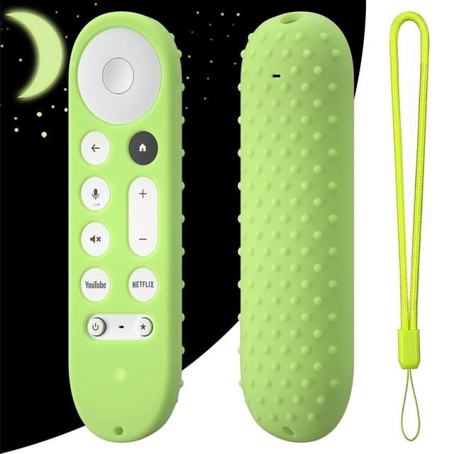 Funda de silicona para control remoto de Google TV Streamer 4K TV 2024 (para Google GY3LE), funda protectora de repuesto para control de voz inteligente, con cordón, brilla en la oscuridad