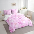 thumbnail image 4 of Manfei Violet Love Heart Bedding Comforter Set 7pcs for Teen, Kawaii Princess Bow-tie King Bedding Sets, Cartoon Bowknot Reversible Bed Sheets, Luxury Bedroom Decor, 4 of 8