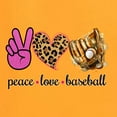 thumbnail image 2 of Peace Love Baseball Sports Womens Graphic T-Shirt, Gold, X-Large, 2 of 5