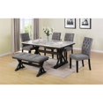 thumbnail image 2 of Light Espresso Faux Marble Dining Set with Dark Wood Base and Gray Chairs, 2 of 7