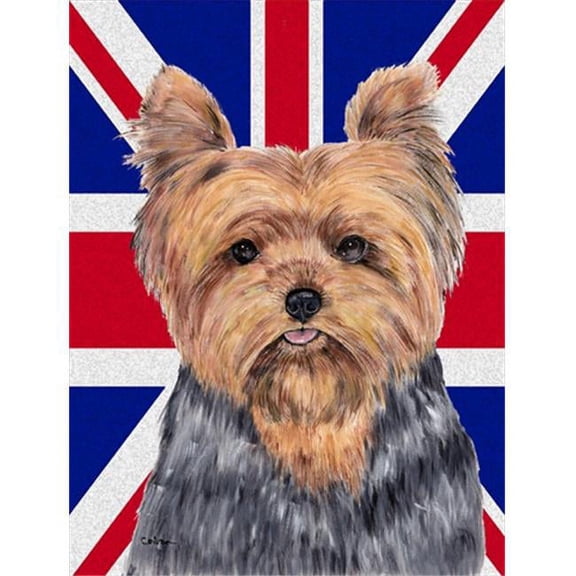 Yorkie with English Union Jack British Flag Flag Garden Size