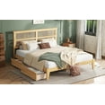 thumbnail image 6 of King Size Bed with Rattan Headboard, Two Storage Drawers, Rubber Wood, Enhanced Support, White Oak, 6 of 9