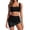 Black, variant on Abomasnow Women's 2 Piece Swimsuits Set Sleeveless Square Neck Cropped Tank Tops High Waisted Bathing Suit with Sheer Cover Up Swim Skirts
