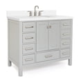 thumbnail image 6 of ARIEL Cambridge 43 Inch Grey Bathroom Vanity with Sink, Solid Wood, White Quartz Countertop, 1.5-Inch Edge, Single Rectangular Undermount Sink, 2 Soft Closing Doors, 9 Drawers, 6 of 10