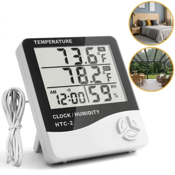 DAYBETTER  Indoor Outdoor Digital Thermohygrometer, Large Display Fast Instant Read Humidity Gauge, High Precision Monitor for Home Bedroom Office