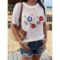thumbnail image 6 of Women Summer Crochet Tops Scoop Neck Short Sleeve Pullover Sweater Hollow Out Knit Tops White S, 6 of 9