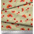 thumbnail image 3 of Soimoi Beige Georgette Viscose Fabric Text & Poppy Floral Print Fabric by the Yard 42 Inch Wide, 3 of 3
