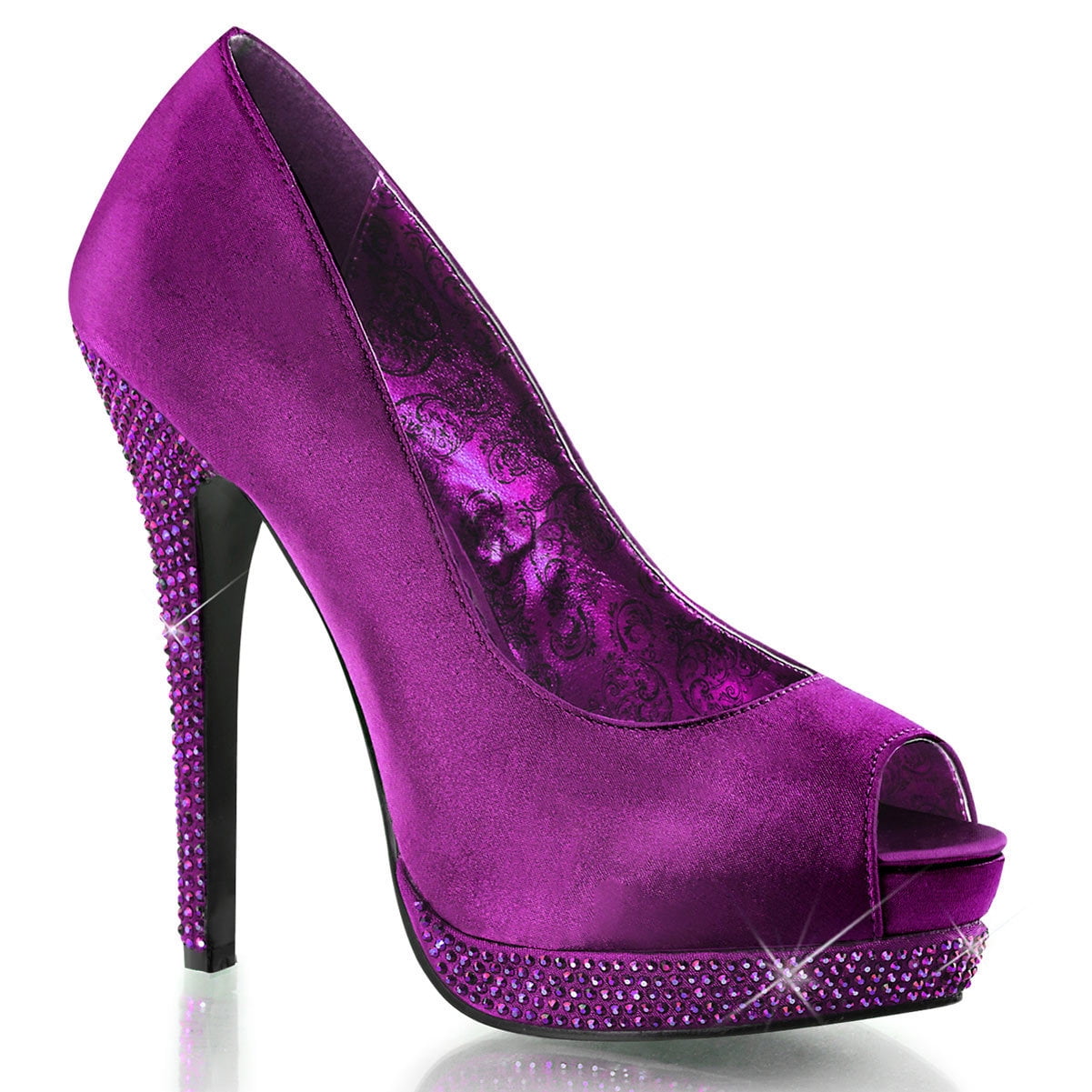 SummitFashions - Womens Rich Purple Satin Pumps Shoes with Purple ...