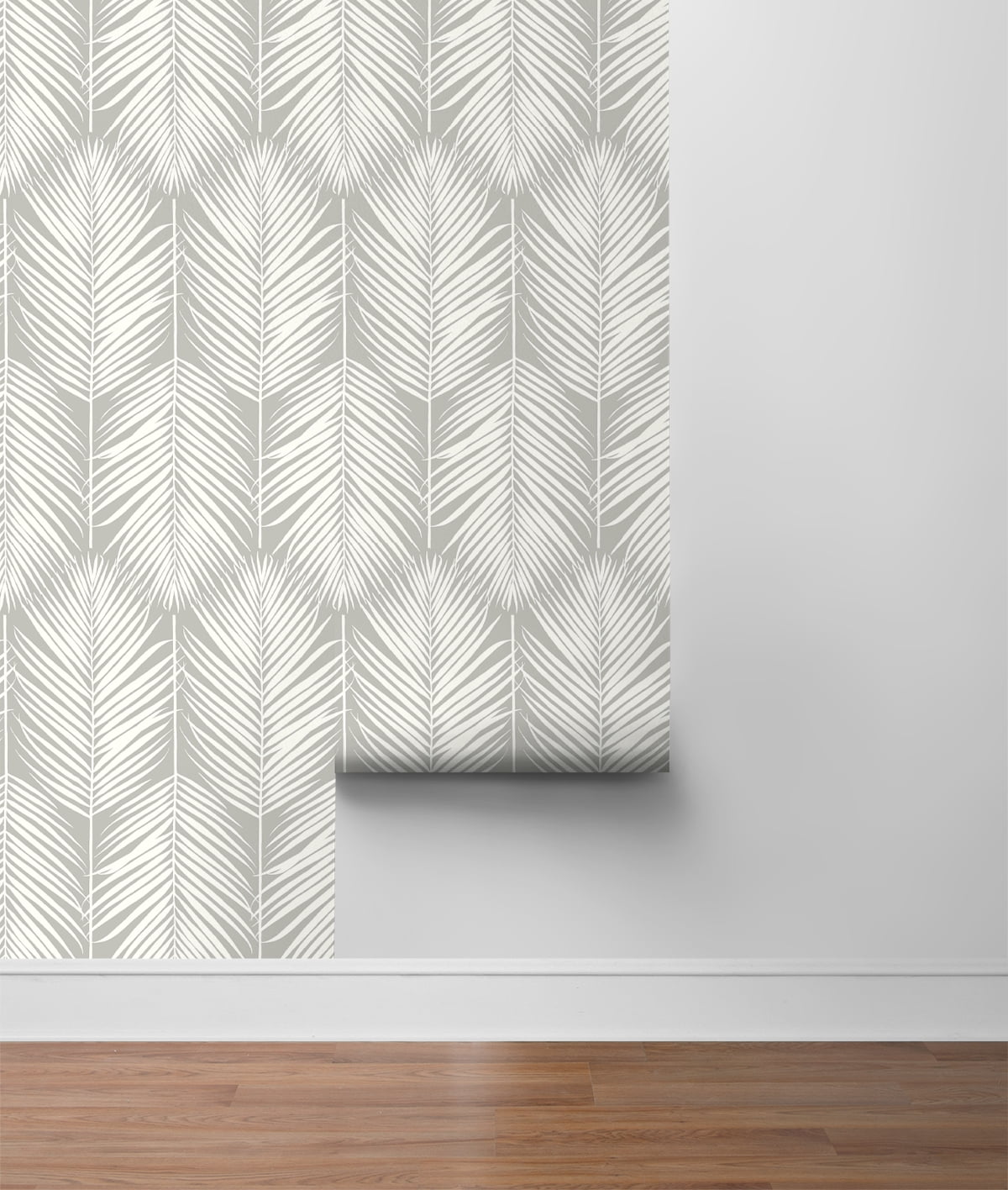 NextWall Harbor Gray Palm Silhouette Peel and Stick Wallpaper