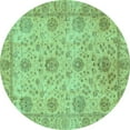 thumbnail image 1 of Ahgly Company Indoor Round Oriental Turquoise Blue Traditional Area Rugs, 6' Round, 1 of 4