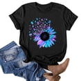 thumbnail image 5 of bvgfsahne T-Shirt Loose Blouse Casual Printing Tops Sleeves Letter Women O-Neck Short Women's Blouse, 5 of 6