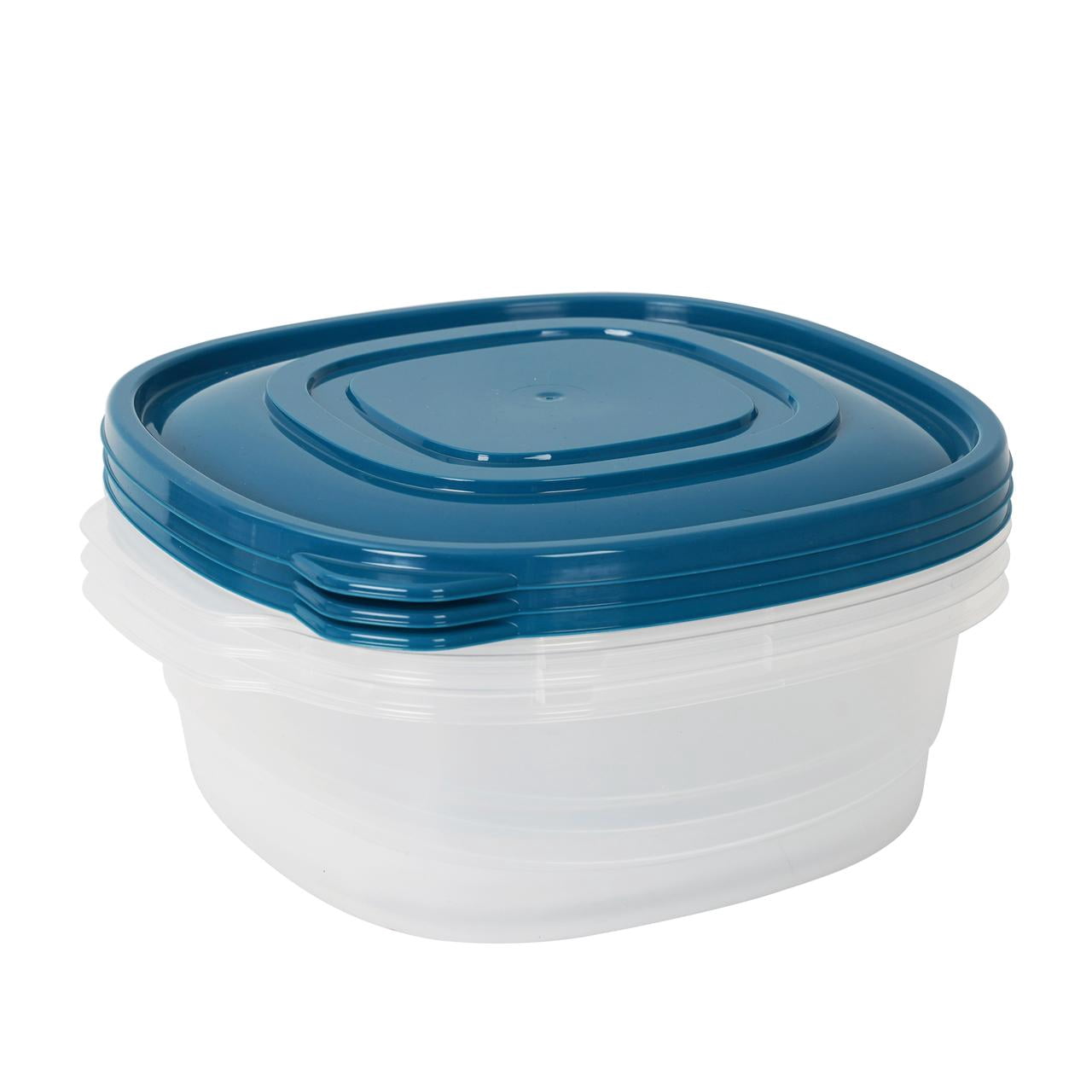 (4 pack) Mainstays Semi Durable Square 11.7cup Plastic Food Storage Container 3 Pack, Made for Family Meals, Party Size Dips, and Easy Serving and Storing
