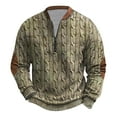 thumbnail image 2 of gbyLJF Long Sleeve Sweatshirt for Men Casual Loose Fit Knitted Striped Pullover Sweater Half Zipper Round Neck Vintage Top, 2 of 3