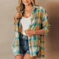 thumbnail image 5 of Womens Flannel Plaid Shirts Oversized Button Down Shirts Blouse Tops Green L EO633, 5 of 9