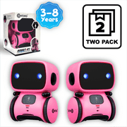(2 pack) Contixo Kids Smart Robot Toy Mini Robot Talking Singing Dancing Interactive Voice Control Touch Sensor Speech Recognition Infant Toddler Children Robotics - R1 Pink