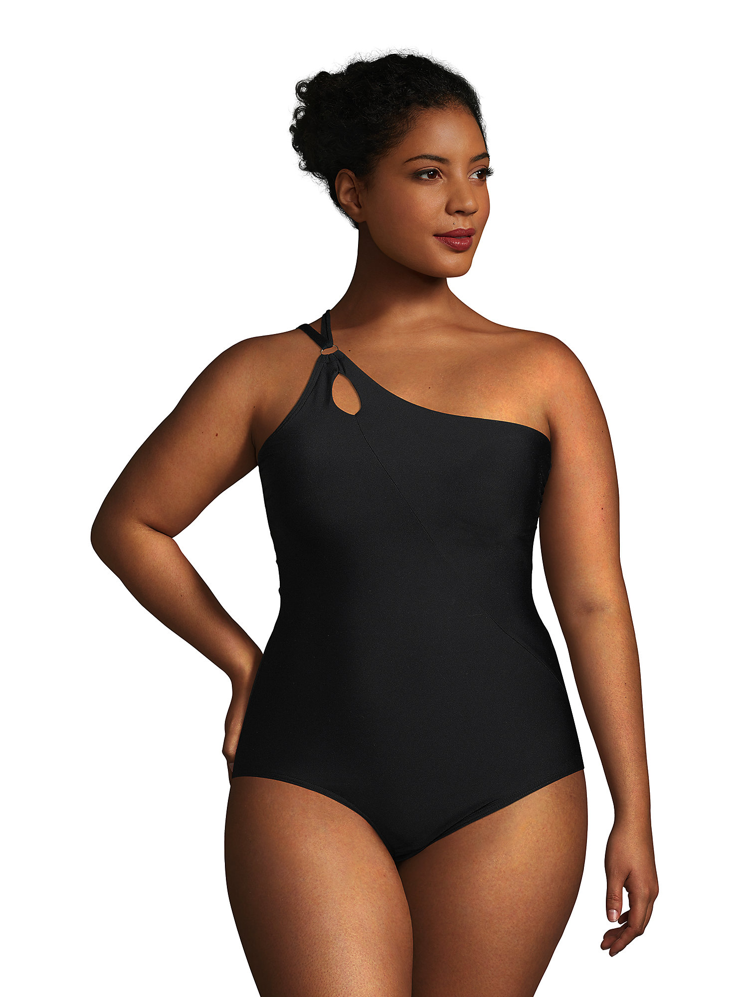 Lands' End Women's Plus Size Chlorine Resistant Tummy Control One Shoulder  One Piece Swimsuit Adjustable Strap - Walmart.com