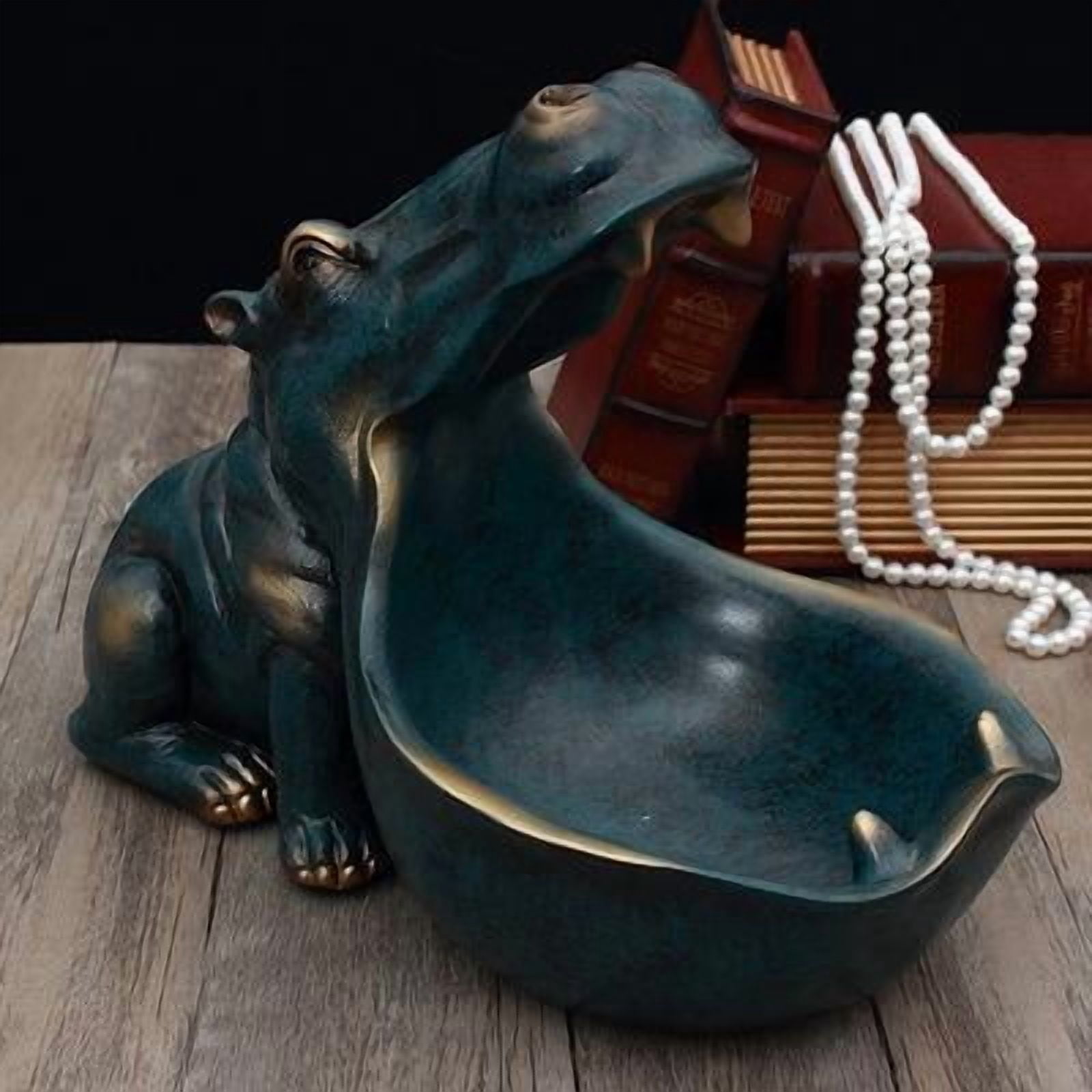 Pekkaxy Hippo Key Holder Box, 8.19x6.24x4.29 in, Cute Animal Design for Key Storage, Organizes Keys in Entryway, Office, or Car