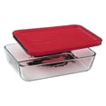 Containers Simply Store 6cup Rectangular Glass Food Storage Red