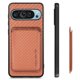 thumbnail image 3 of For Google Pixel 9 / Pixel 9 Pro Case Carbon Fiber Leather Back Cover with Detachable Card Bag - Gre, 3 of 5