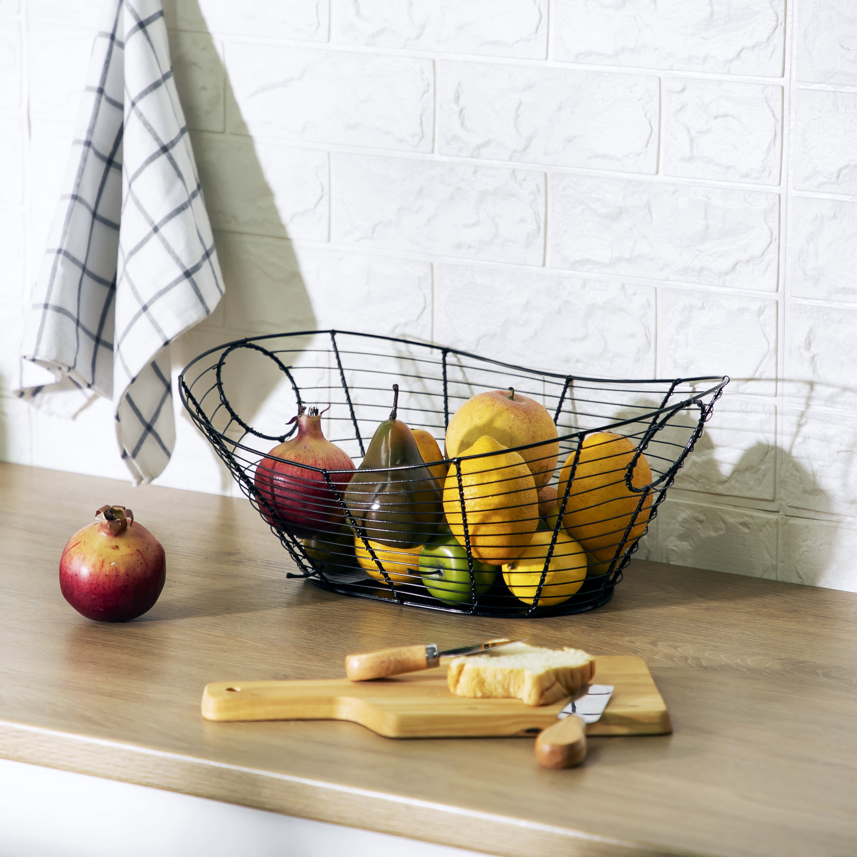 (3 pack) Homezone Black Handcrafted Wire Basket with Handles