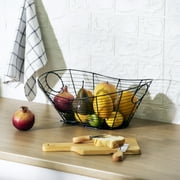 Homezone Black Handcrafted Wire Basket with Handles