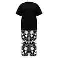 thumbnail image 4 of BLOCLOALO 2 Piece Lounge Set Short Sleeve Shirts Women's Summer Fashion Loose Printed Pants Casual Suit Two Piece Set Floral Printted Pants Dressy Casual Suit Soft Lounge Set Black A, 4 of 5