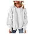 thumbnail image 5 of Bmisegm Women Casual Crew Neck Splicing Design Loose Hoodie Top Womens Sweatshirts Without Hood for Everyday White L, 5 of 8