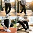 thumbnail image 2 of lcziwo Boys Baggy Sweatpants Elastic Waist Side Pockets Straight Wide Leg Sweat Pants Lightweight Fall Clothes, 2 of 11