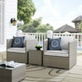 thumbnail image 2 of Modern Contemporary Urban Outdoor Patio Balcony Garden Furniture Lounge Sectional Sofa Set, Sunbrella Rattan Wicker, White Light Gray, 2 of 6