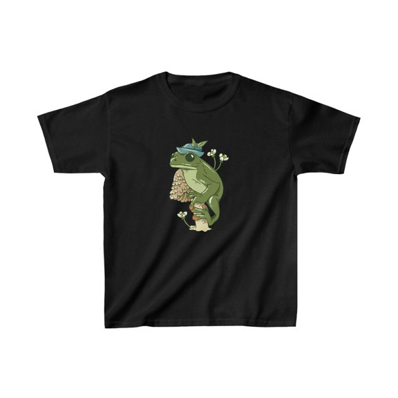 Cottagecore Aesthetic Frog on Mushroom Cute Frog Lover Kids T-shirt