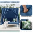 thumbnail image 6 of Outdoor Sunbed with Blackout Curtains, Ergonomic Patio Chaise with Thick Foam Padding, for Patios, Garden, Blue, 6 of 9