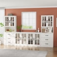 thumbnail image 2 of RichYa Kitchen Pantry Cabinet Set of 4,111" W Buffet Sideboard Coffee Bar with Glass Door Hutch,Modular Storage Cabinets with Shelves & Drawers for Dining Room,White(CGGC), 2 of 10
