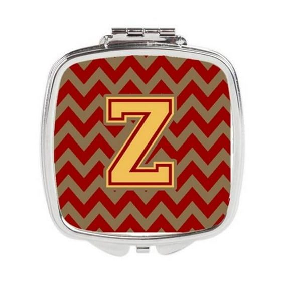 Carolines Treasures  Letter Z Chevron Garnet & Gold Compact Mirror - Garnet & Gold