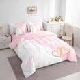 thumbnail image 4 of Feelyou Romantic Valentines Day Twin Bedding Sets 7-Piece, Cartoon Love Heart Bedding Comforter Set, Kawaii Princess White Pink Reversible Sheet Sets, Ultra Soft Bedroom Decor, 4 of 9