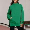 thumbnail image 2 of Kilaqueen Mock Neck Womens Sweatshirt Mock Neck Long Sleeve Solid Color Pullover Tops Loose Fit No Hood Fashion Sweatshirt, 2 of 6