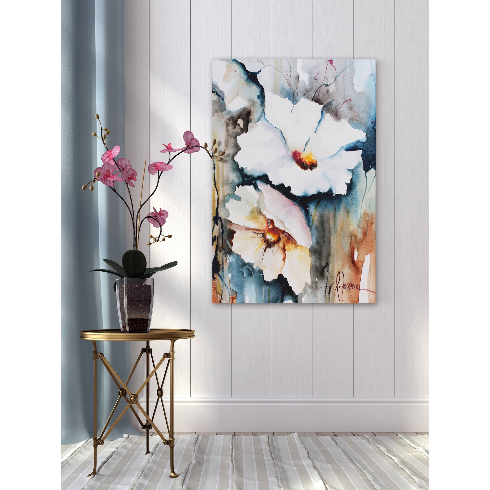 Marmont Hill "White Floral Spread II" Painting Print on Wrapped Canvas