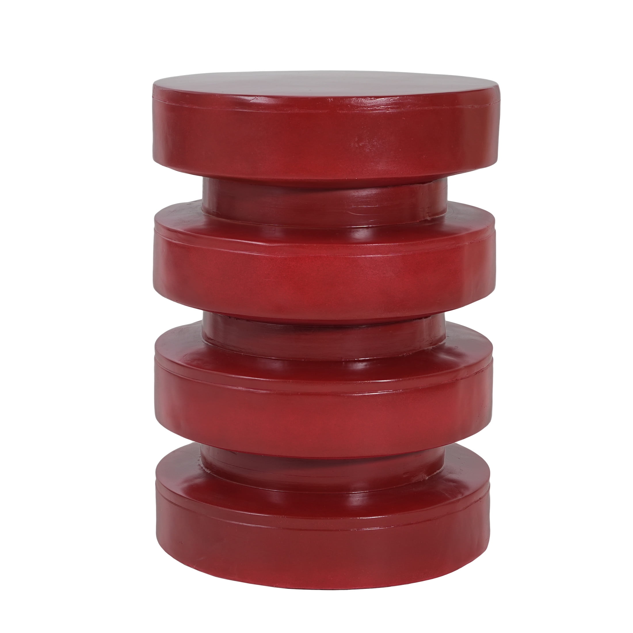 Christopher Knight Home 14.2" MGO Round Side Table, 3-Tier Indoor Outdoor Accent End Table, Red
