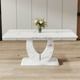 thumbnail image 3 of NYEESS 63" White Faux Marble Rectangular Dining Table for 6-8, Modern Style with MDF Base, Scratch Resistant, for Kitchen or Dining Room, 3 of 10
