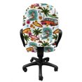 thumbnail image 3 of Abstract Office Chair Slipcover, Surf Themed Vibrant Image Vintage Van and Flower Arrangement Seagulls Action Hobby, Stretch Decorative Fabric Cover, Standard Size, Multicolor, by Ambesonne, 3 of 5